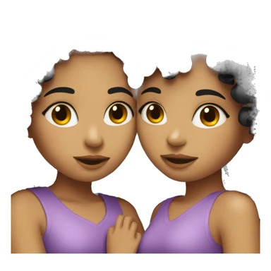 2 girls kissing with black curly hair  sticker
