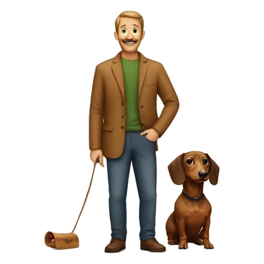 dachshund and man sticker