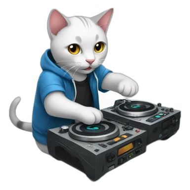 Dj cat playing with rat sticker