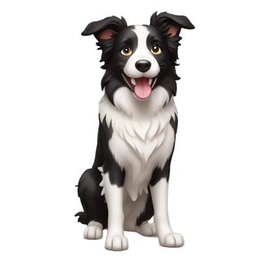 A cute Border Collie with its two front legs raised and smiling sticker