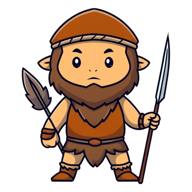 Cro-Magnon human hunter with spear and fur clothing sticker