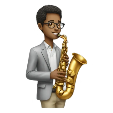 young man glasses saxophone sticker