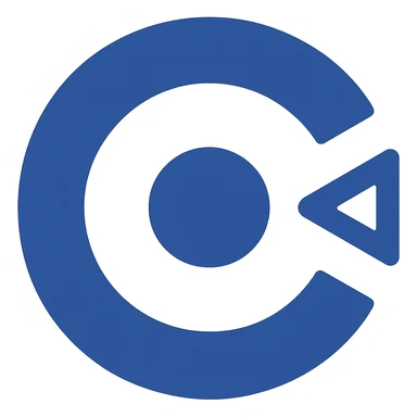 Construct 3 logo in a very simple flat color clip art style, minimal design, blue color, no text, transparent background. sticker