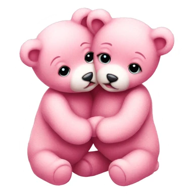 baby pink teddy bears kissing sticker