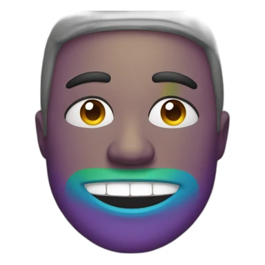 an artist with a rainbow face sticker