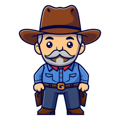 Dutch van der Linde from Red Dead Redemption 2, older man with mustache and beard, cowboy hat, suit, western gang leader sticker