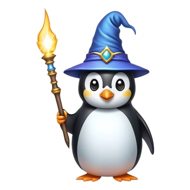 penguin wizard with sparks coming out of his wand sticker