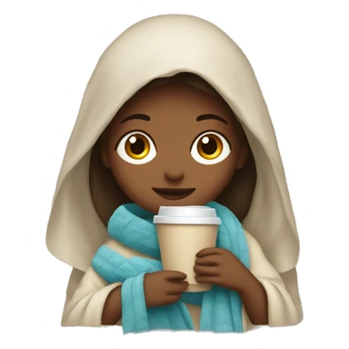 girl with blanket and coffee sticker