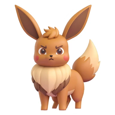 Eevee looking grumpy and fierce, standing tall, Microsoft Windows 10 2019 emoji design style sticker