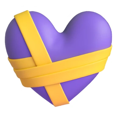 purple and yellow heart with a bandage sticker