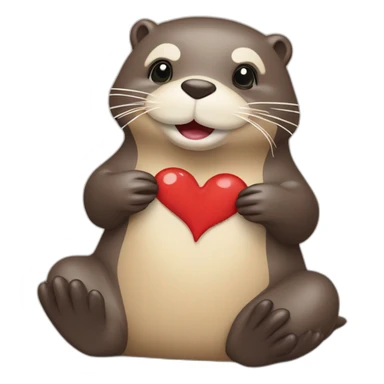 Une loutre qui mange un coeur sticker