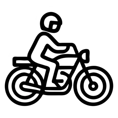 biker on a motorcycle, black helmet, side view, strong outline, minimalistic, no background sticker