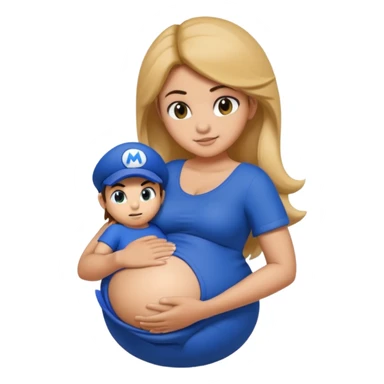 pregnant mario with belly being held by sonic sticker