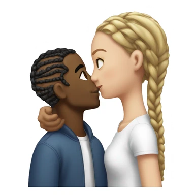 black man with cornrows kissing white brunette girl sticker