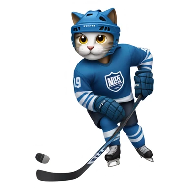 Cat playing hockey sticker