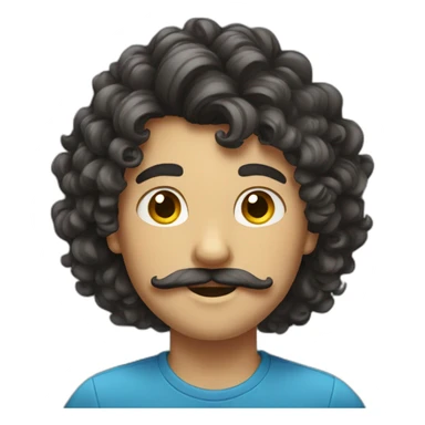 boy with long curly hair and moustache  sticker