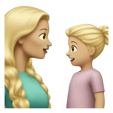blonde women talking with blonde child  sticker