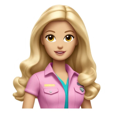 Blonde zookeeper Barbie with brown eyes, long shiny blonde hair,  sticker