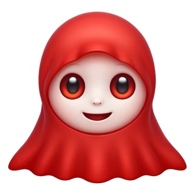 Cute red ghost character with big adorable eyes and a small smile sticker