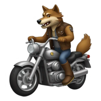 wolf riding a motorcycle sticker