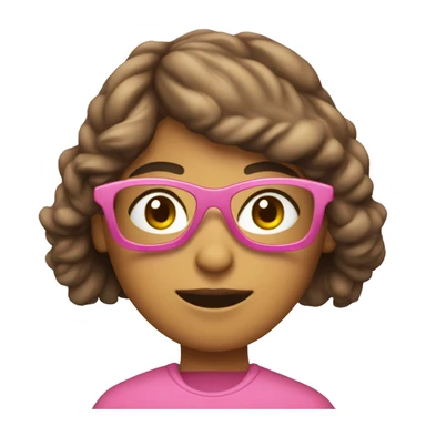 Chica castaña con lentes y buzo rosa sticker