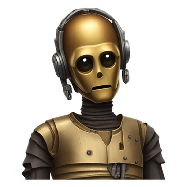 wild west Bounty hunter C3po wearing small hat relaxed pose bearded rusty sticker