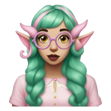 pink skin with four eyes girl with green hair and elf like ears Melanie Martinez Portals sticker