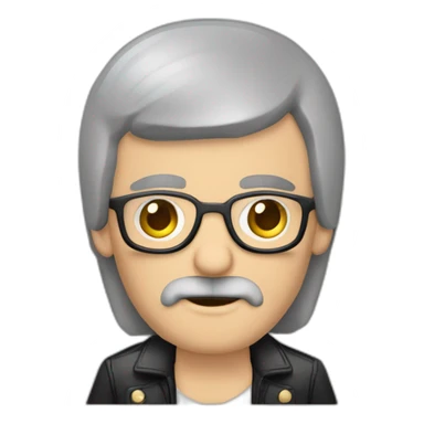 Hombre de 50 años calvo y con barba larga con ropa de Ramones sticker