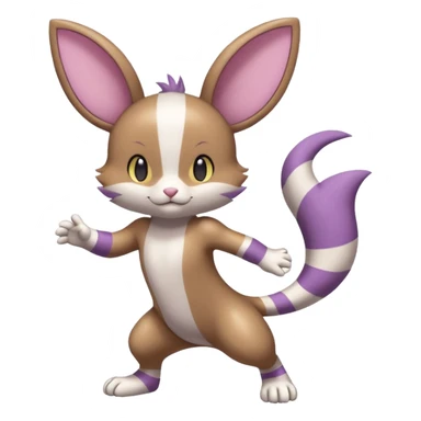 Purrloin-Minccino-Emolga-fusion (full body) with vertical white stripes running down the whole body sticker