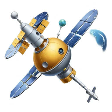 orbiting satellite in space observing stars sticker