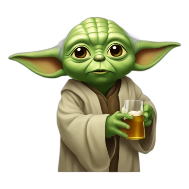 Yoda buvant une bière le bras levés sticker