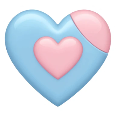 a heart with pastel blue on one side and pastel pink on the other sticker