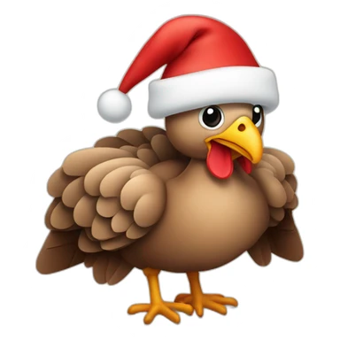 Turkey wearing a Santa hat sticker