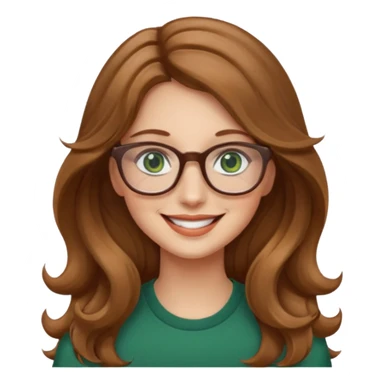 long wavy light brown hair woman with green eyes and glasses smiling sticker