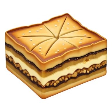 Martabak Cinematic Realistic Martabak Dish Emoji, depicted as a single, square slice of sweet, thick martabak with a rich, indulgent filling, rendered with detailed textures and vibrant, appetizing lighting. sticker