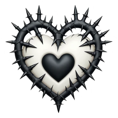 white goth heart with black thorns, dramatic sticker