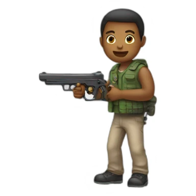 Kid with a plastic gun sticker