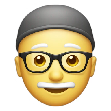 ball no hair no neck big round nose no ears pale skin red cap with black brim no mouth round white solid glasses sticker