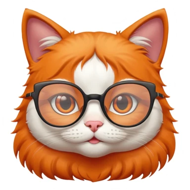 cute girl cat with big thin framed glasses sticker