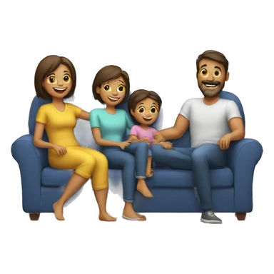 happy family on couch sticker