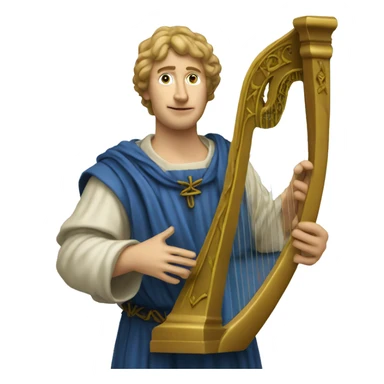 Petrarch holding a harp in his hand sticker