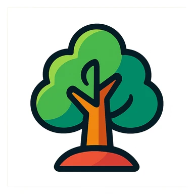 tree icon vibrant toon style sticker