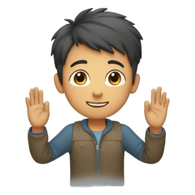 boy folding hands in air sticker