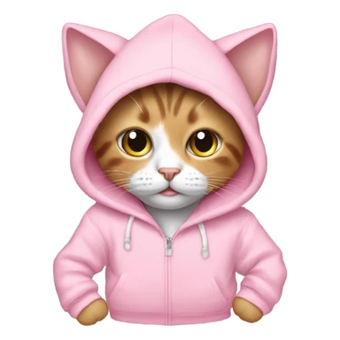 Cat weating baby pink hoodie sticker