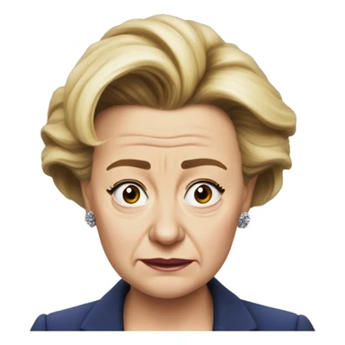 photorealistic Ursula von der Leyen sad sticker