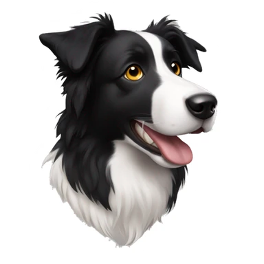 black border collie with a white belly and a white strip between the eyes sticker