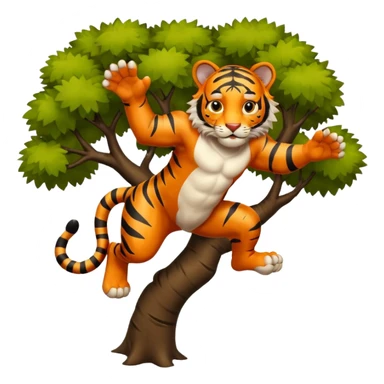 tiger jumping from tree sticker