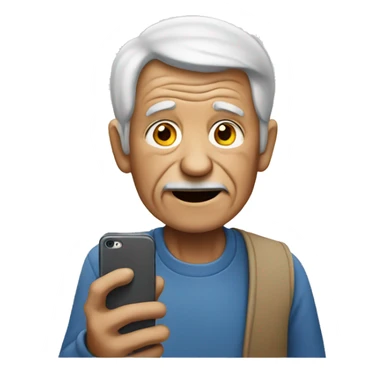 old man using an iphone sticker