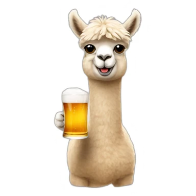 alpaca with a glass of beer in his hand sticker