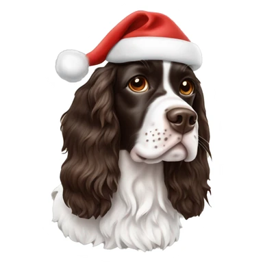 Tri color springer spaniel with Santa hat sticker